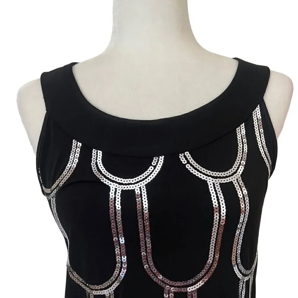 Black Sequined Cocktail Dress. Sleeveless. Size 4. Great Condition!